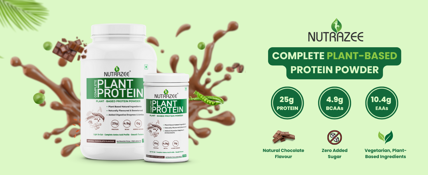 Nutrazee Complete Plant Protein Powder Vegan, Chocolate, 1kg