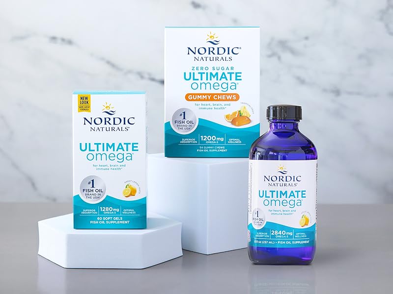 Nordic Naturals Ultimate Omega 3 Fish Oil Softgels | 1280 Mg Omega 3 Fatty Acids | High-Potency Fish Oil Omega 3 Supplement For Men And Women With EPA & DHA | Fish Oil Lemon Flavour 60 Softgels