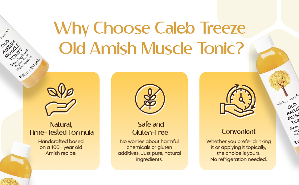 Caleb Treeze Old Amish Muscle Tonic, 8 oz – 3 Pack Leg & Foot Cramps Relief