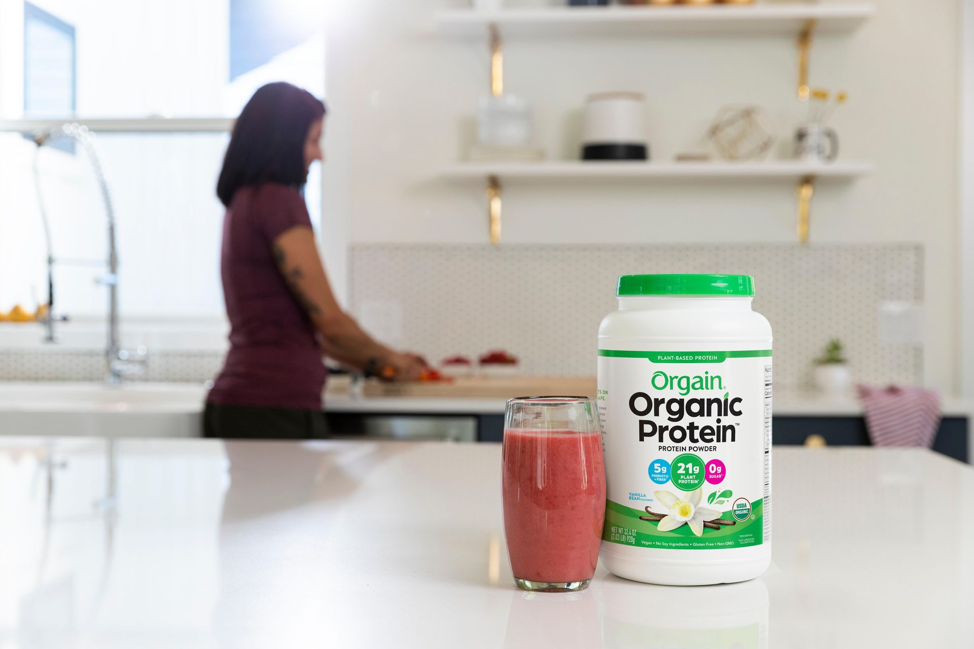 Orgain Organic Vegan 21g Protein Powder, Vanilla Bean, 2.03 lb