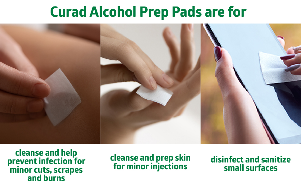 CURAD Alcohol Prep Pads, 400 Count, Medium 70% Isopropyl Alcohol Wipes, Individually Wrapped, First Aid Alcohol Swabs for Cuts & Scrapes, Medical Alcohol Pads