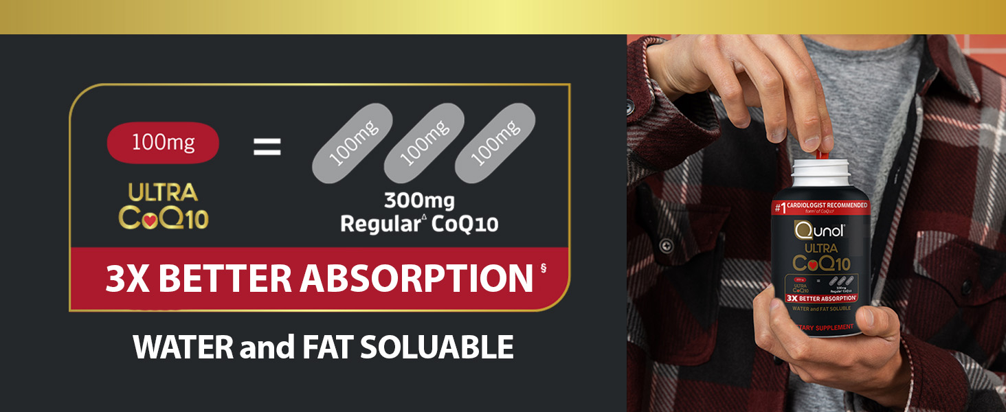 Qunol Ultra CoQ10 100mg, 3X Better Absorption, Antioxidant, 90 Softgels