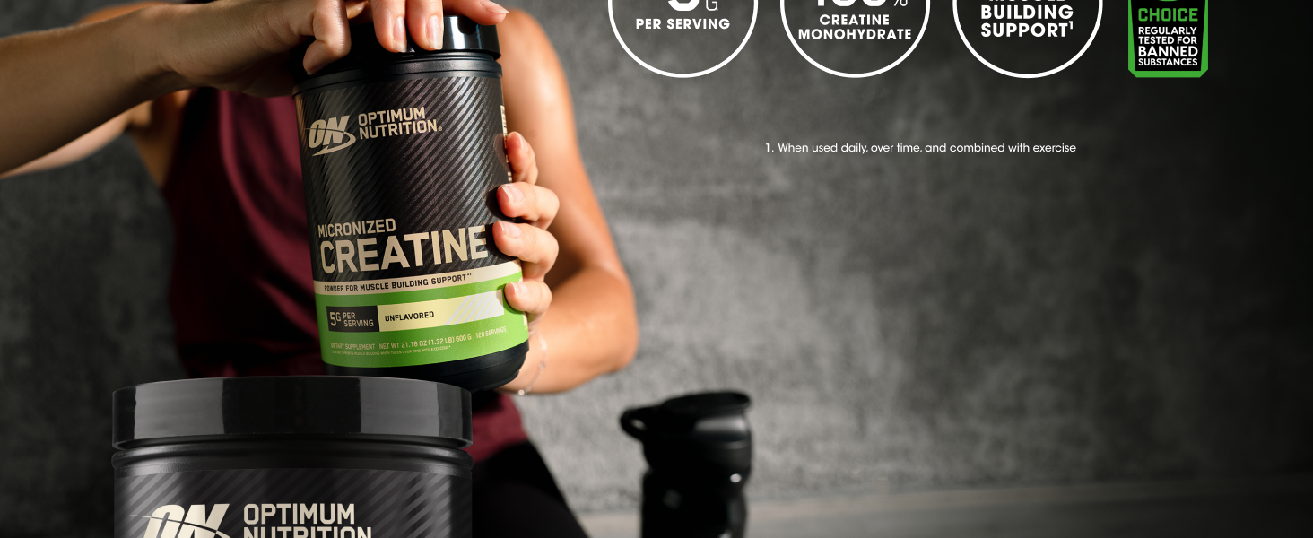 Optimum Nutrition Creatine Monohydrate Powder, Unflavored, 1.32 LB