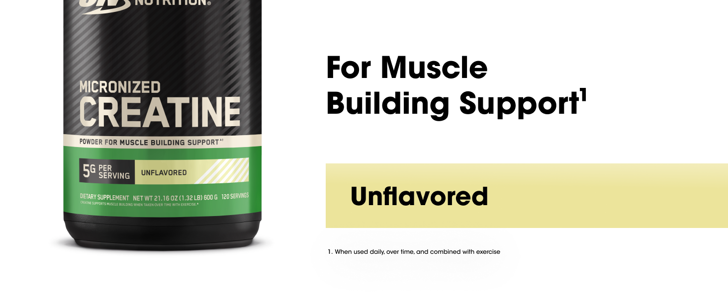 Optimum Nutrition Creatine Monohydrate Powder, Unflavored, 1.32 LB