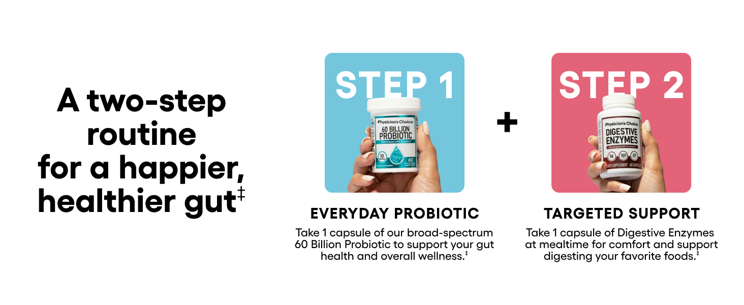 Physician's CHOICE Probiotics 60 Billion CFU - 10 Strains + Organic Prebiotics - Immune, Digestive & Gut Health - Supports Occasional Constipation, Diarrhea, Gas & Bloating - for Women & Men - 30ct