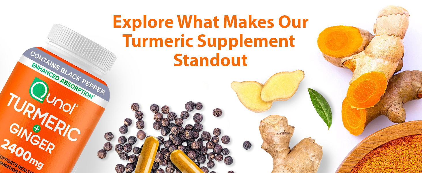Turmeric Curcumin with Black Pepper & Ginger, 2400mg Turmeric Extract with 95% Curcuminoids, Extra Strength Supplement,