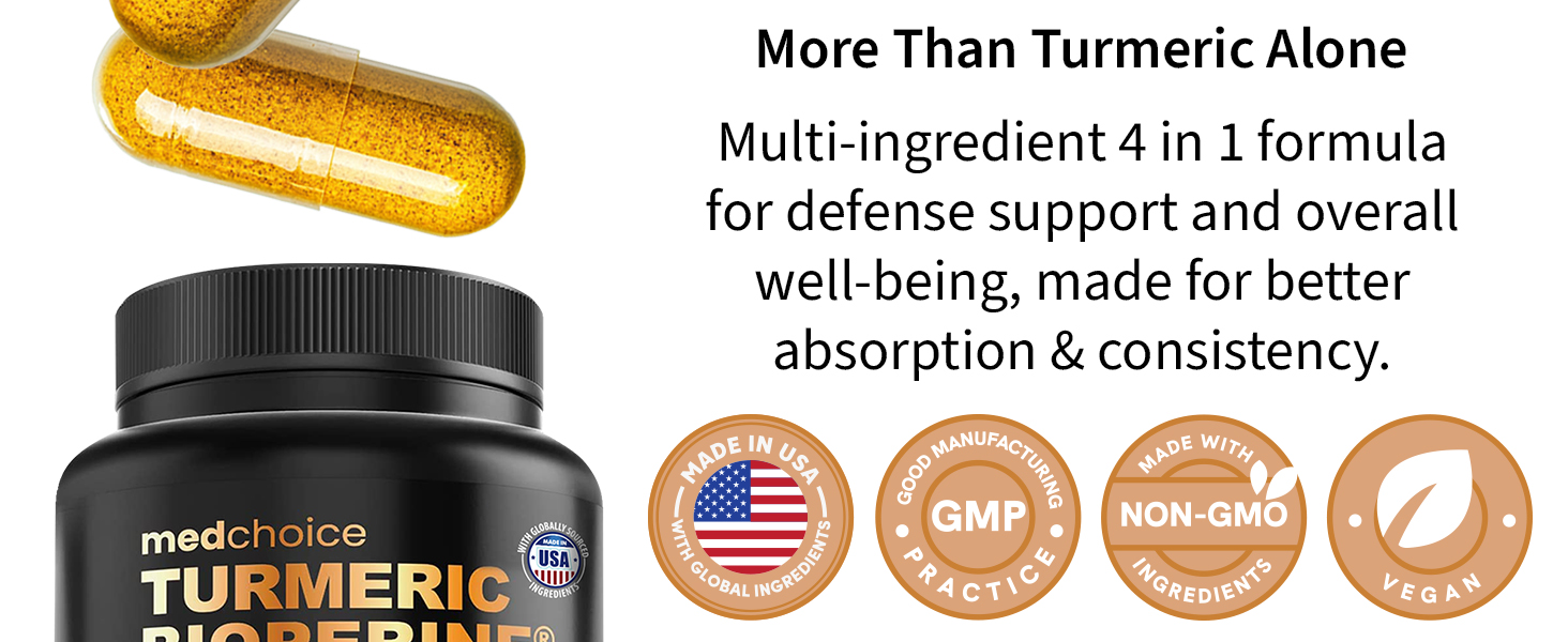 MEDCHOICE 4-in-1 Turmeric Joint Support with Garlic & BioPerine, 120ct