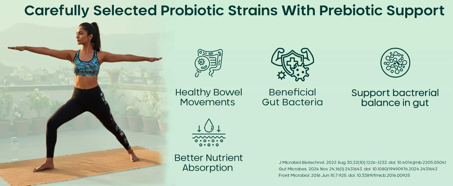 INLIFE Prebiotic Probiotic Supplement, 6 Strains, Gut Health, 60 Capsules