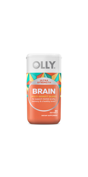 OLLY Ultra Strength Brain Softgels, Omega-3s, Vitamins B6 and B12-60 Count