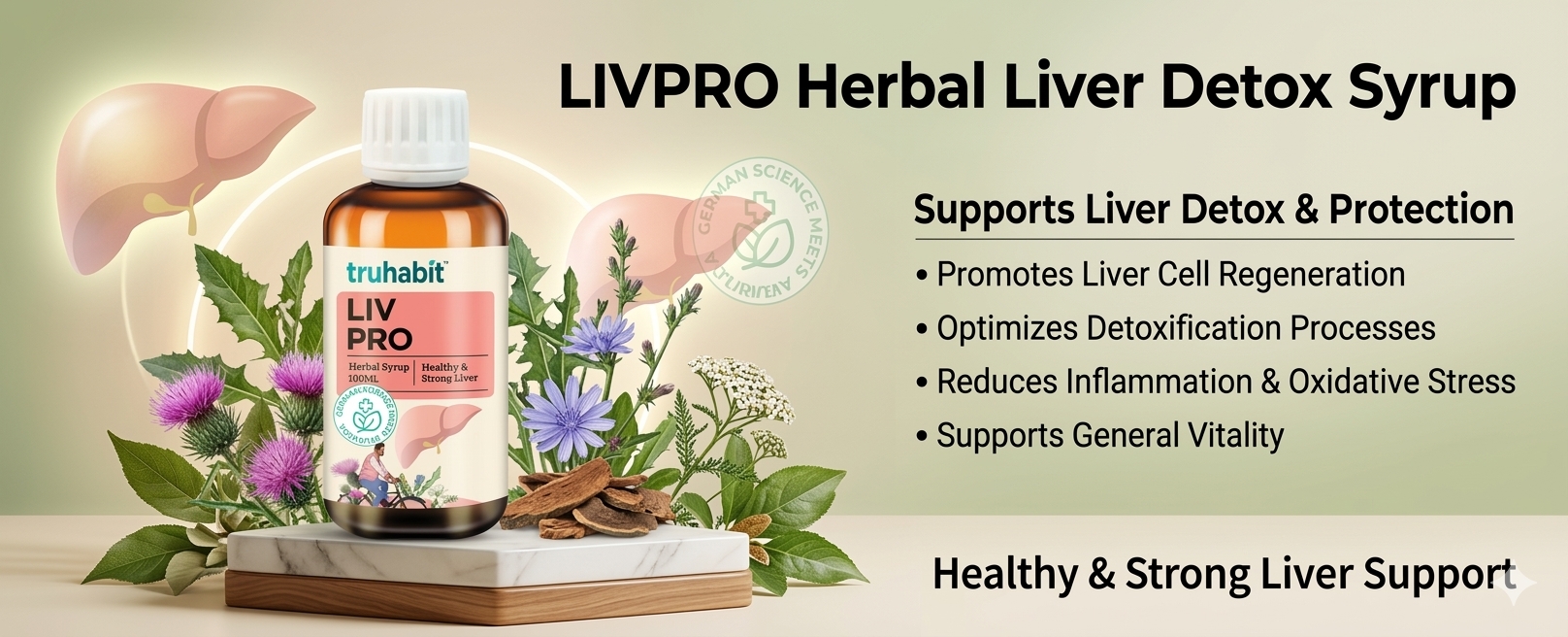 Truhabit Livpro Liver & Digestive Wellness Supplement | Herbal Liquid Formula for Metabolism & Everyday Liver Support | 100ml