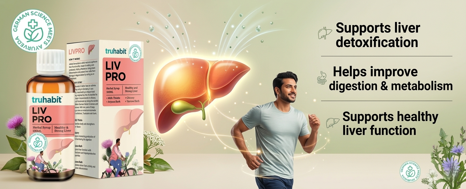 Truhabit Livpro Liver & Digestive Wellness Supplement | Herbal Liquid Formula for Metabolism & Everyday Liver Support | 100ml