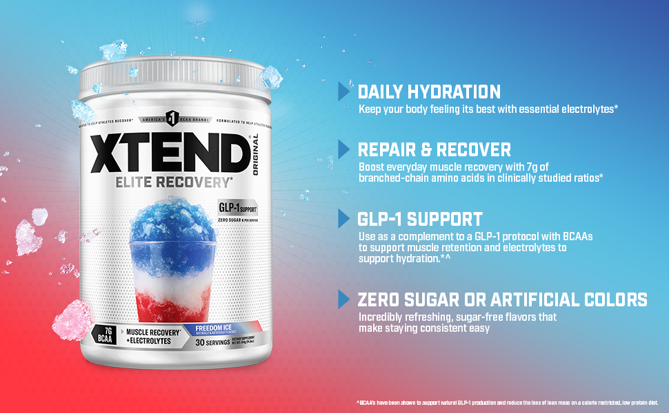 Xtend Original BCAA Powder, Zero Sugar, Watermelon Explosion, 30 Serv