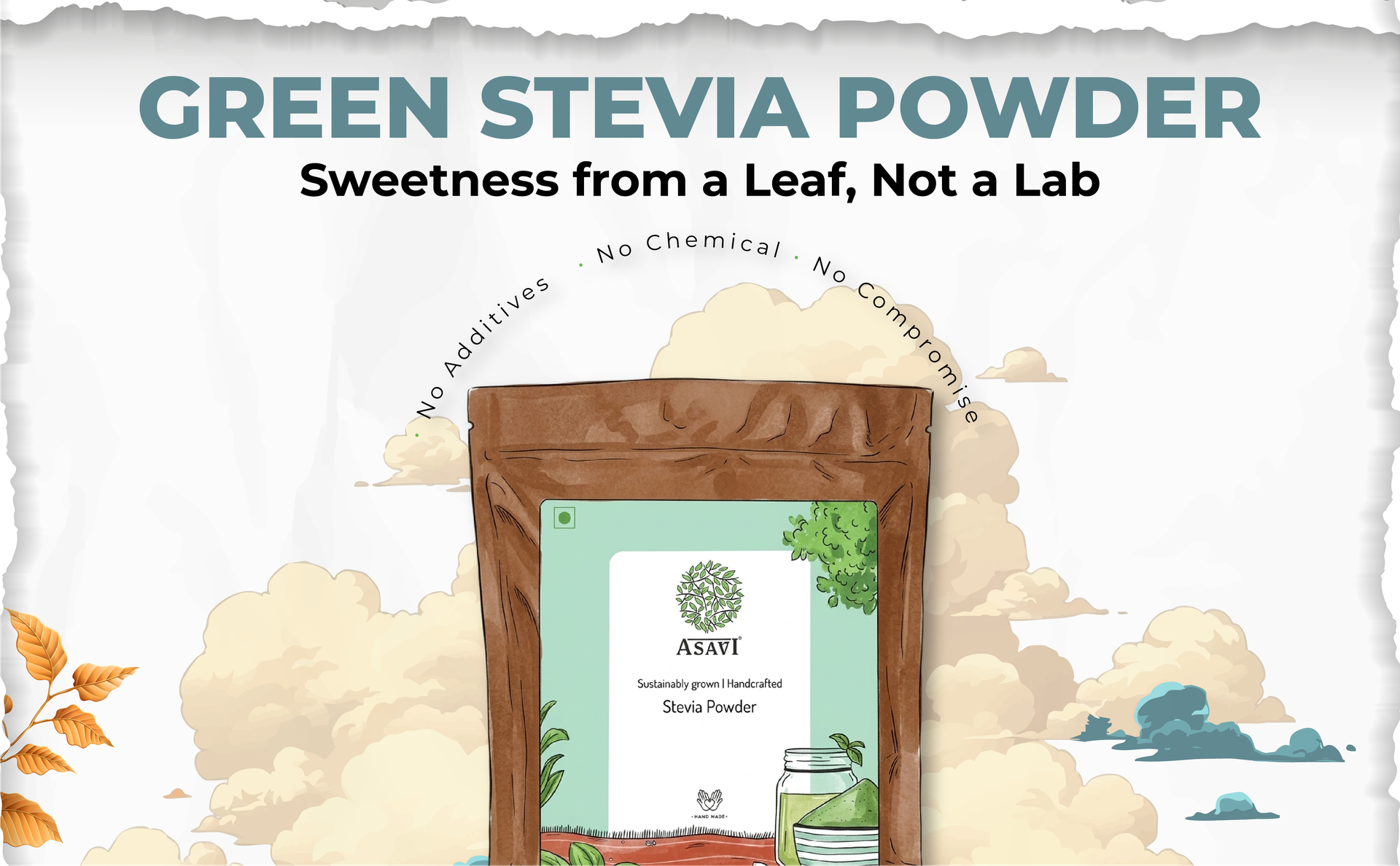 Crushed Green Stevia Powder | 100% Whole Leaf, Zero-Calorie Indigenous Plant Sweetener | Pack of 2, 100g each