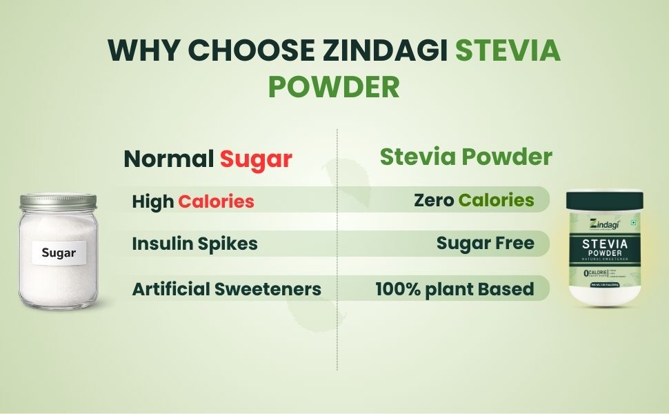 Zindagi Stevia Powder | Stevia Plant Based Sweetener | Stevia Zero Calories Sugar Free | Pack Of 2
