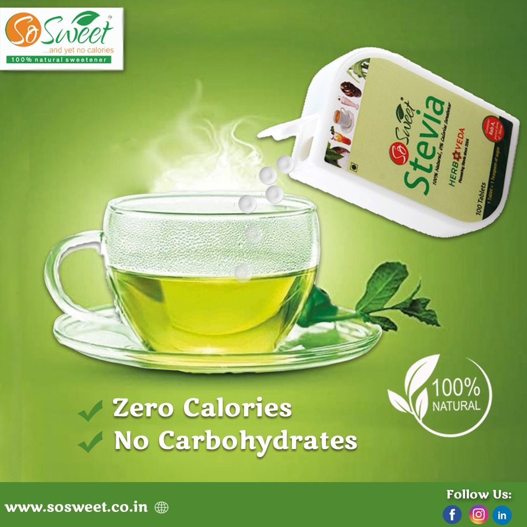 So Sweet Stevia 100% Natural Sugar free Sweetener for Diabetes - 300 Tablets -Pack of 3 (100 Each)
