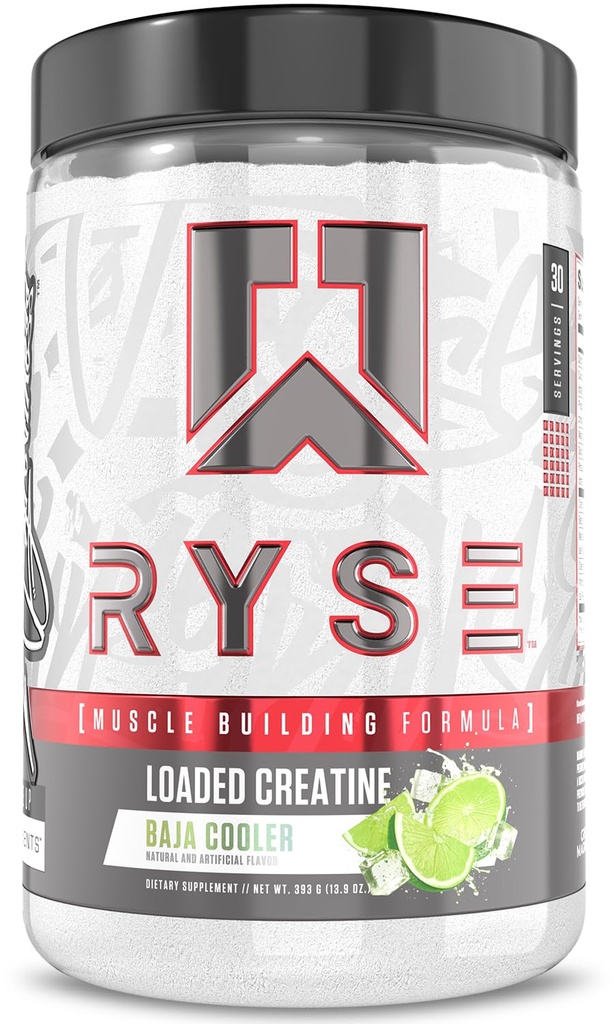 RYSE naložen kreatin za moške in ženske - Baja Cooler - Muscle Building Formula s 3 oblikami elektrolitov, betain brezvodni in vrh ATP - Moč, moč in vzdržljivost podpora - 30 Služabnikov