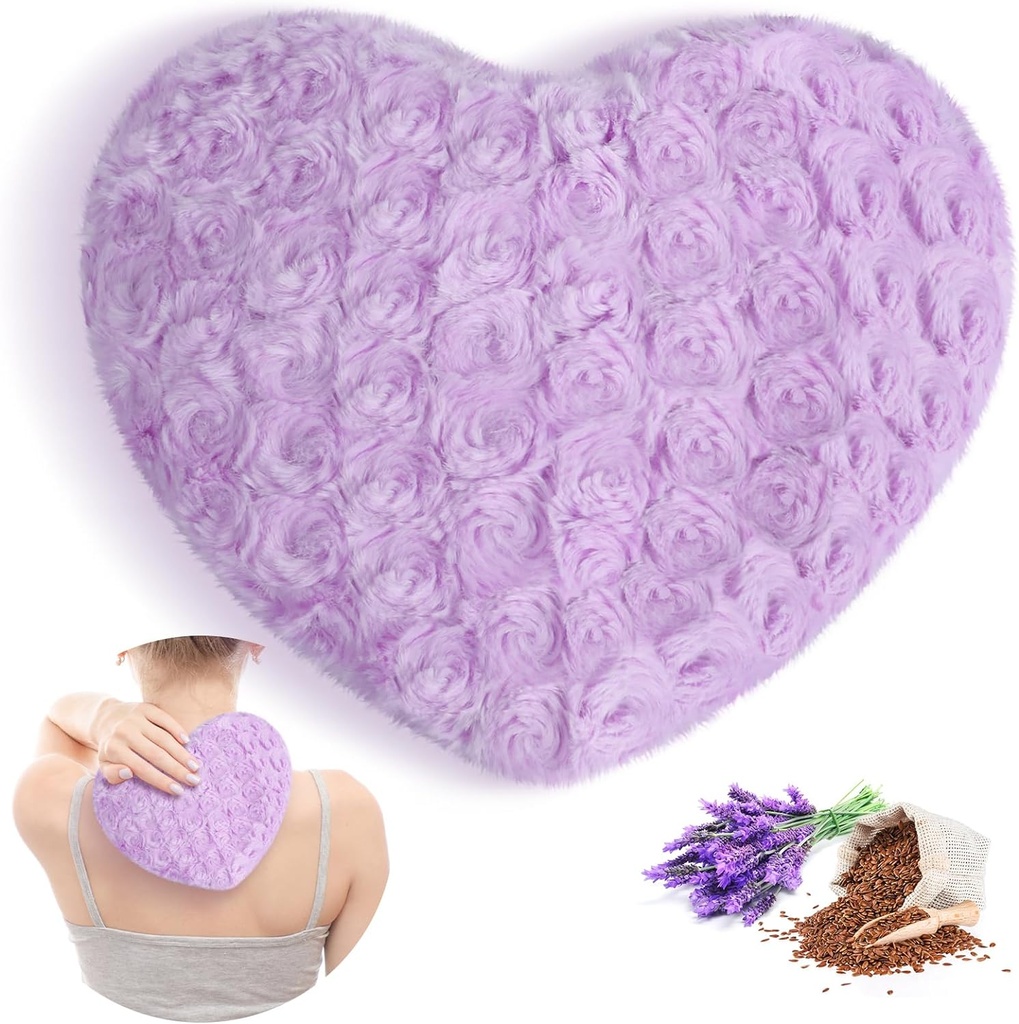 Atsuwell Microwavavable Ogrevanje Pad, Toplo kompresijski vlažno ogrevanje Pack, Dišeča sivka vrgel blazino in Laneno seme Fluffy Microwave Toplotna Pad za sklepe, vratu, nazaj, mišice, Purple