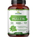 Zazzee Extra Jakost Mullein 10:1 Extract, 3000 mg Jakost, 120 Veganske kapsule, 4 Mesec dobave, Standardiziran 10X ekstrakt, 100% Pure Leaf Powder, Vse-naravni in ne-GMO, Izdelano v ZDA