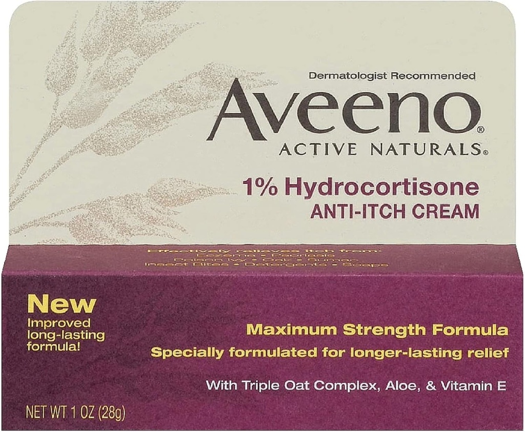 Aveeno maksimalna moč 1% Hydrocortison Anti-Itch Cream, 1 Oz, (Pack of 24)