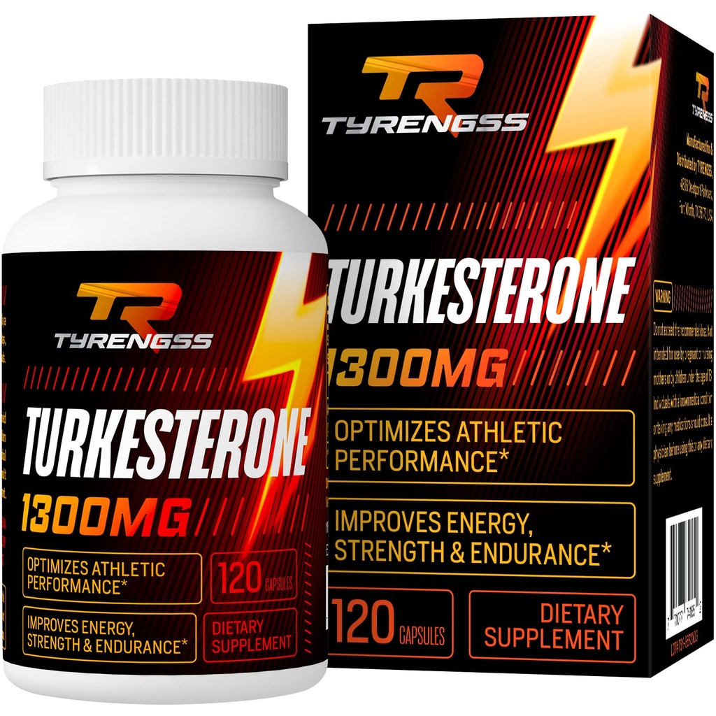 Testosteron Booster, Turkesterone Dodatek 1300mg Ultra visoka moč (Ajuga Turkestanica Extract Std. do 20% Testosteron), za atletske zmogljivosti in mišične mase,120 Kapsule