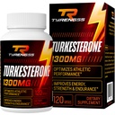 Testosteron Booster, Turkesterone Dodatek 1300mg Ultra visoka moč (Ajuga Turkestanica Extract Std. do 20% Testosteron), za atletske zmogljivosti in mišične mase,120 Kapsule