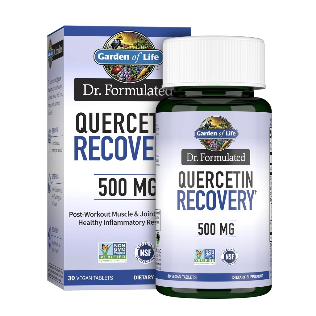 Vrt življenja Quercetin Post Workout recovery z cinkom, kurkuma in zeleni čaj – Dr Oblikovan – Zdrav vnetni odziv in skupna podpora - Gluten Free in Non GSO – 30 tablet