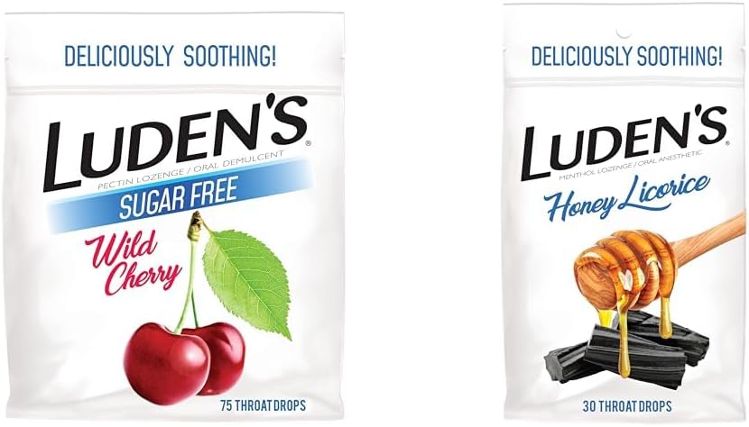 Ludens Divji Cherry Sladkor Brez grla Kapljice, 75 Število in Medeno Likorice Troat Kapljice, 30 Število