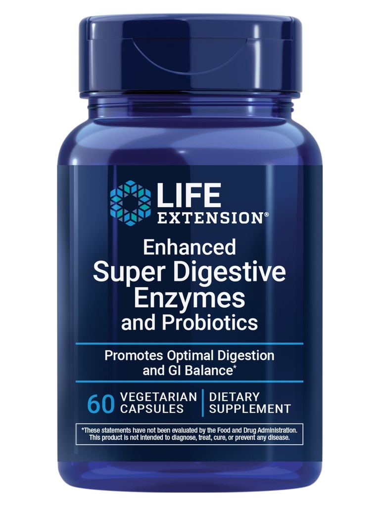 Life Extension Okrepljene super prebavne encime in probiotike – B. koagulans Probiotic, 10 Prebavne encime – Podpira prebavne, Comfort & GI Balance – ne-GMO, vegetarijansko – 60 kapsul