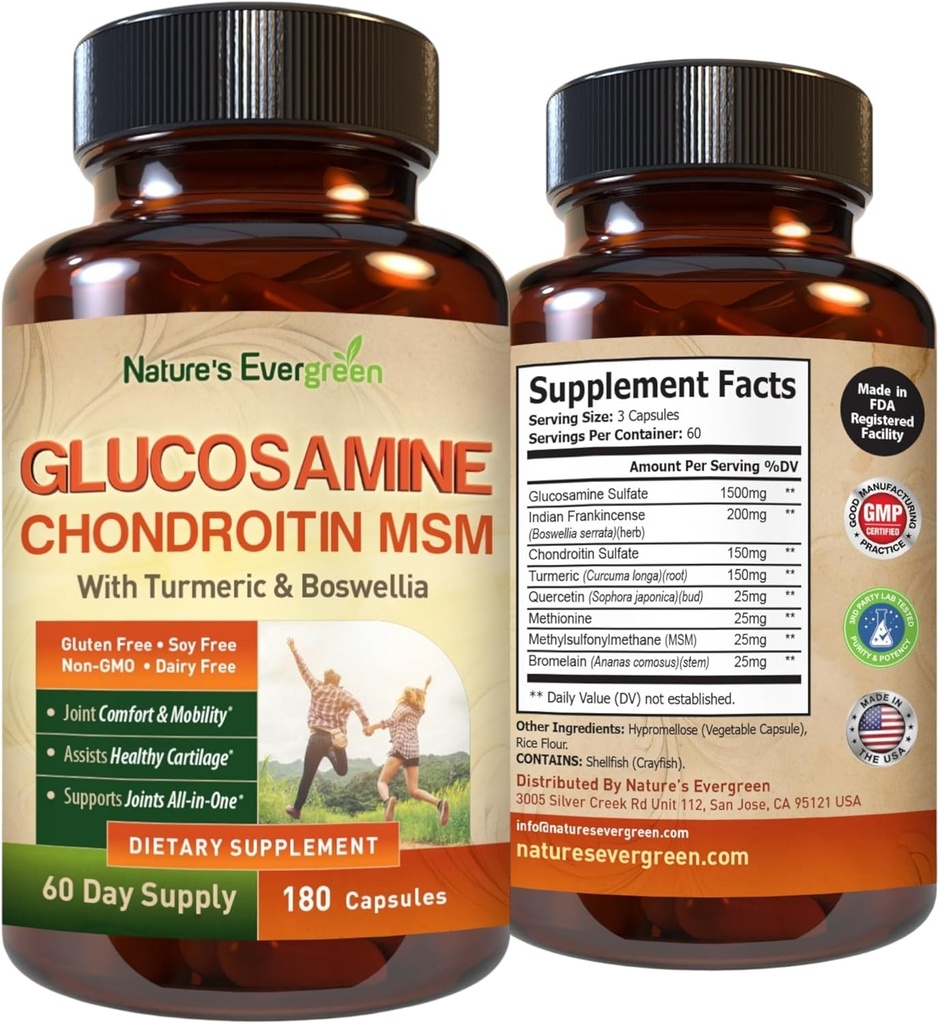 Glukozamin Chondroitin MSM s Kurmeric & Boswellia dodatek 