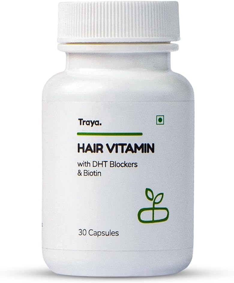 Kapsula, naravni DHT bloker in Biotin Kapsule za rast las, nadzor las, vsebuje 12 μg biotina, vitamina, železa, Omega 3 & Bhringraj (30 multivitaminov za lase)