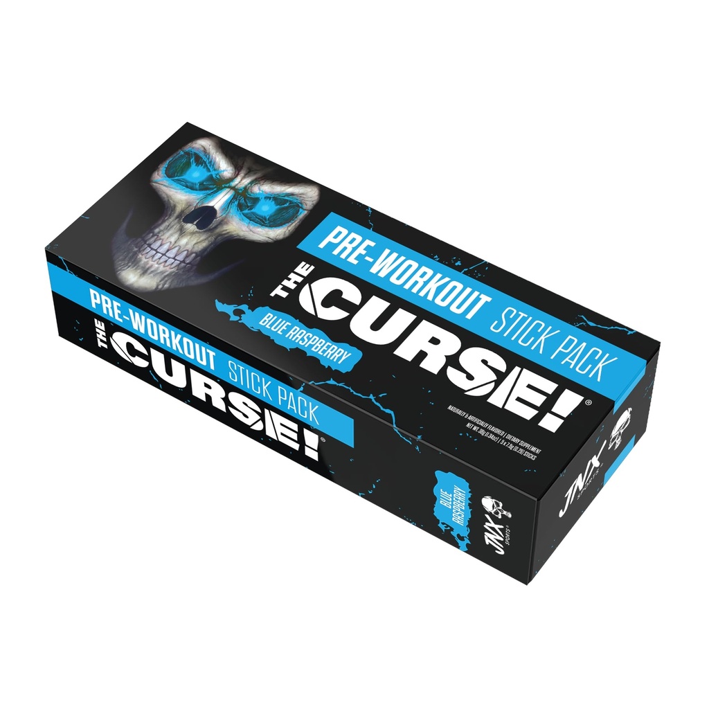 JNX SPORTI Prekletstvo! Pre vadbeni prašek za moške in ženske, kofein, beta-alanin, kreatin, L-citrulin, 5 strežnice, Blue Raspberry Flavor – povečanje energije, moč in fokus