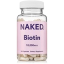 NAKED Biotin 10.000mcg - Max Jakost Vitamin B7 Dodatek za zdrave lase, kože in nohte Podpora - Ne-GMO, Gluten-free, Vegan - Podpira Keratin proizvodnjo - 120 Kapsule