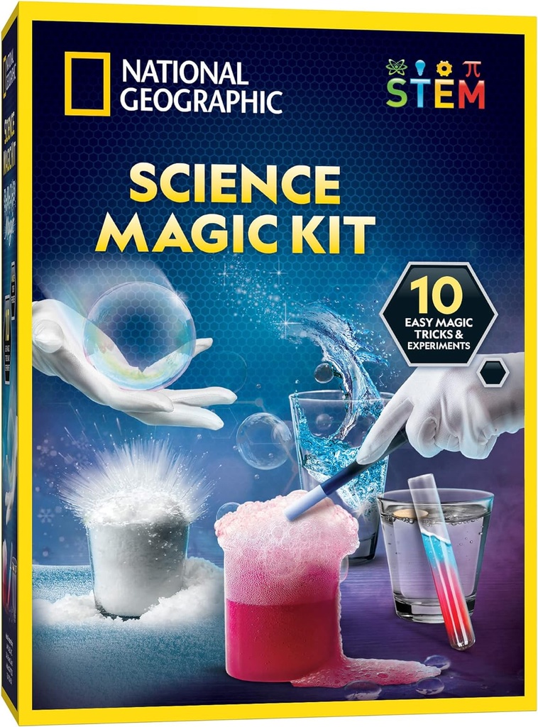 National Geographic Magic Chemistry Set – Znanstven komplet za otroke z 10 neverjetno Magic Tricks, STEM Projekti in znanstveni eksperimenti, Znanstvene igrače, Veliko darilo za fante in dekleta 8-12