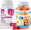 Vitamin D Gumiji za otroke in odrasle 2000 i.e. in magnezij Gumiji - zdrav vitamin D3 Dopolnila 1000IU - Vegetarijanska želatina brez imunske podpore s sladkor brez magnezija mirni žveči za otroke in odrasle