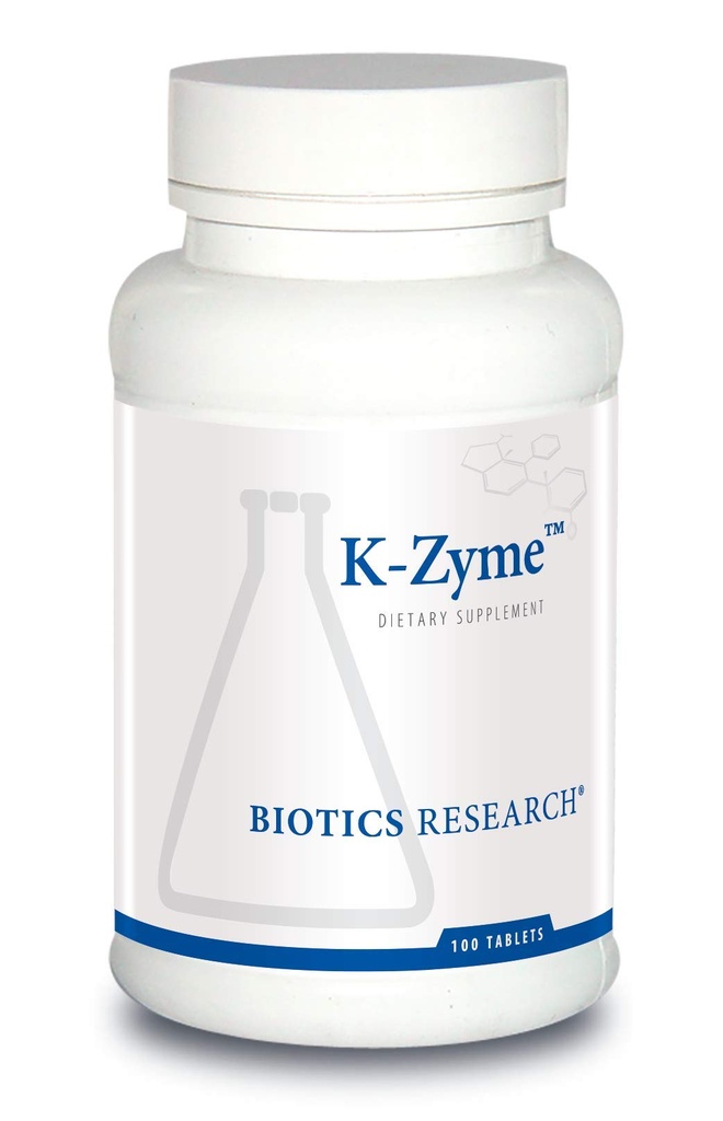 Biotics Raziskave K ZymeTM Kalij, 99 miligramov, Podpira kardiovaskularno funkcijo, elektrolitsko ravnovesje, prenos živcev, mišično aktivnost, superoksid dismutaza, katalaza.100 Tablete