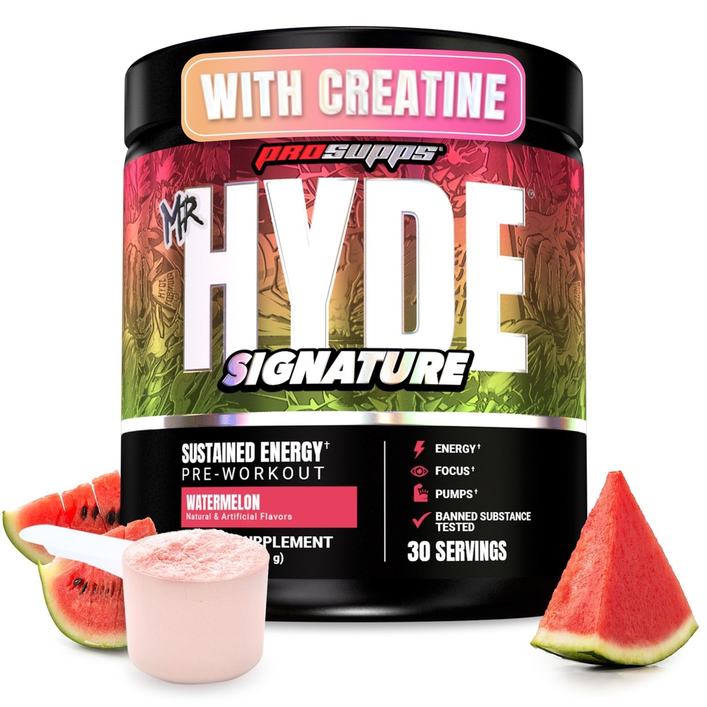 PROSUPPS Hyde Signature Pre Workout Powder s kreatinom, Beta Alanine & Caffeine - Performance, Energy & Endurance - Clean Fitness & Gym Supplements za moške in ženske (Watermelon, 30 Servings)