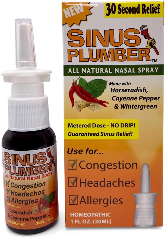 Sinus Plumber Pepper Nazal Spray, Alergija in Sinus Relief, Prebavne motnje, Glavoboli, 1 fl oz