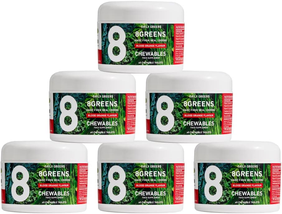 8Greens World's First Green Chewable Made from Real Greens to support Immunity & Energy, Greens Powder (paket s 6)
