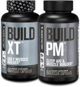 Jacked Factory AM & PM Muscle Building Supplement Stack - Build-XT Muscle Builder & Build PM Nočni čas Mišična rast in pomoč za spanje