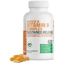 Bronson Super B Vitamin B Complex Trajno počasi sproščanje (vitamin B1, B2, B3, B6, B9 - Folna kislina, B12) Vsebuje vse vitamine B 60 Tablete