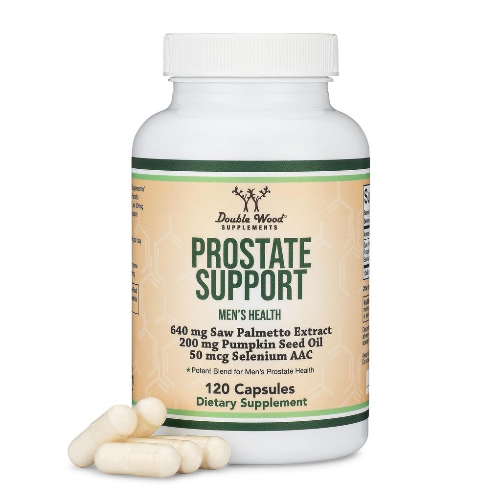 Podpora prostate za zdravje moških (120 kapsul) En obrok na dan za 30 dni podpira funkcijo prostate in nadzor urina (Saw Palmetto, Bučno seme olje, Selenium) z dvojnim lesom