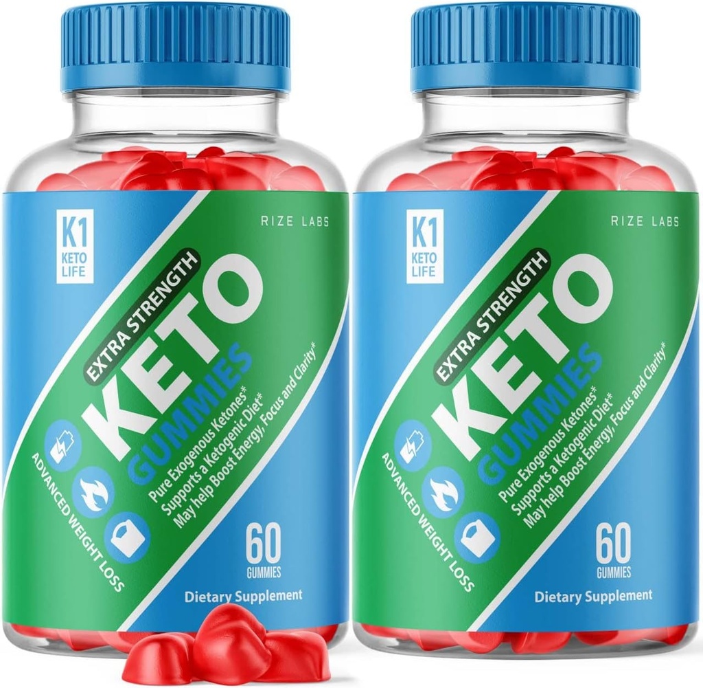 Rize laboratoriji - K1 Keto Life Gummies Napredna dodatna moč (120 Gummies) (paket z 2)