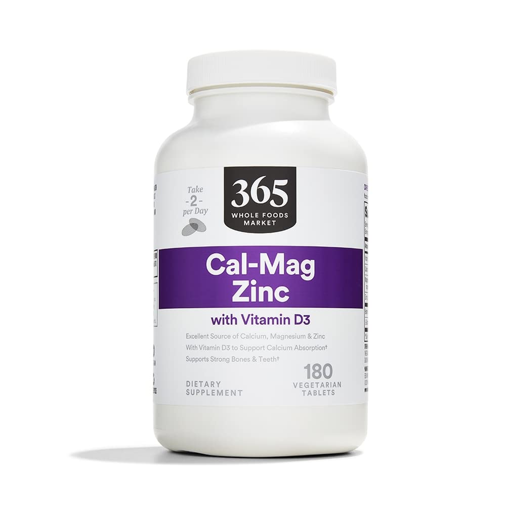 365 po celotnem trgu živil, Cal-Mag-Zinc z vitaminom D3, vegetarijanec, 180 Štetje
