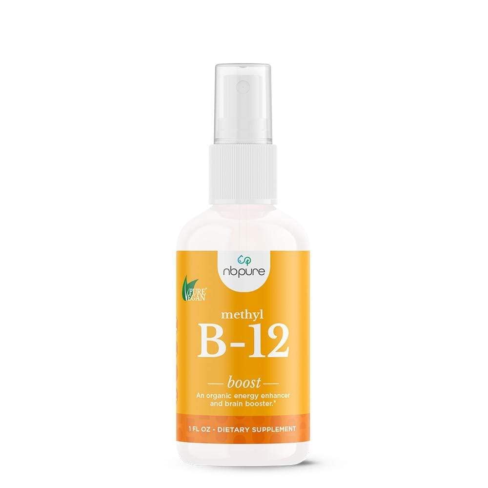 nbpure Organic & Vegan Vitamin Metil B12 Spray – Naravna energija, Mood, & Živec Sistemska podpora za ženske, moške, otroke – 500mcg Liquid Metilkobalamin Per Spray