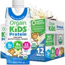 Orgain Organic Kids Nutritional Protein Shake, Vanilla, Zdravi otroci Prigrizki, 8g Dairy Protein, 3g Fiber, 22 Vitamini in minerali, Brez sojinih sestavin, Gluten Free, Non-GMO, 8.25 Fl Oz (Pack of 12)