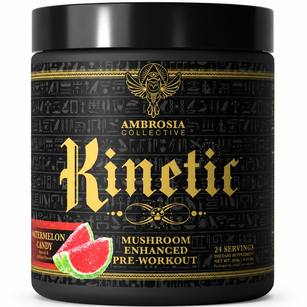 Ambrosia Kinetic Organic Preworkout, Gobe Izboljšana naravna Predworkout dodatek, Nootropic Superfood Powder for Energy (Watermelon Candy)