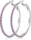 925 Sterling srebrni uhani veliki Rhinestone Hoop uhani veliki kubični cirkonia Hoop uhani tanki Rhinestones okrogli Hoop uhani za ženske 20/30/40/50/60/70mm Sparkly Hoops s kristali za ženske