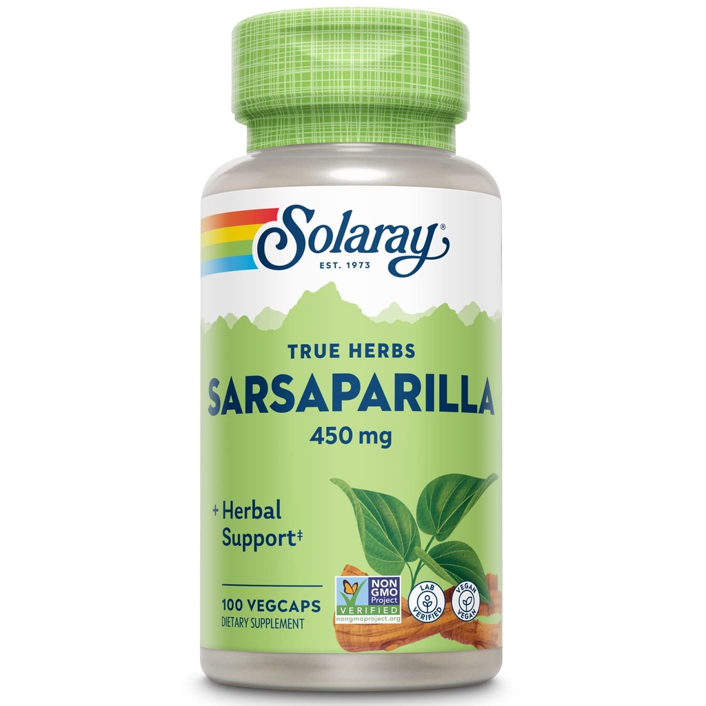 SOLARAY Sarsaparilla Root 450 mg - Tradicionalna zeliščna podpora - Non-GMO, Vegan, Lab preverjen - 60-dnevni denar nazaj garancije - 100 Serving, 100 VegCaps