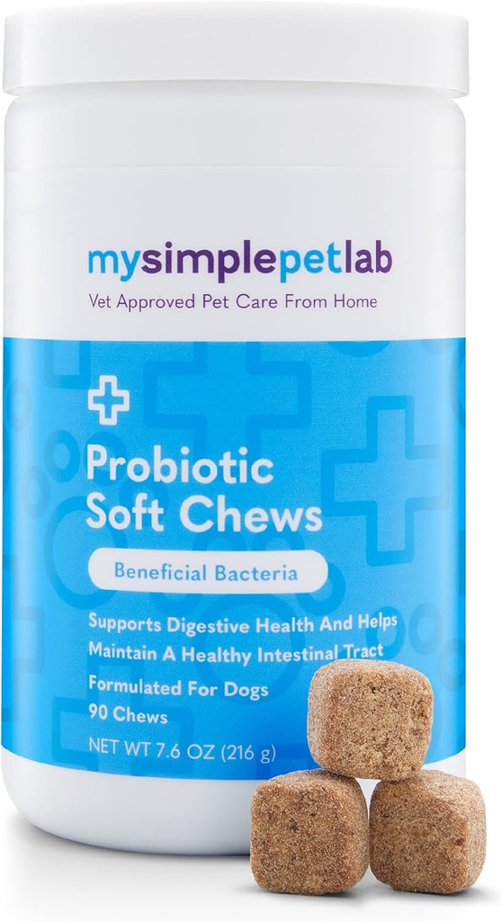 MySimplePetLab pasji probiotiki, 5-Strain probiotična mešanica, Zdravi hišni žveči, Podpira Prebavno zdravje, Gut funkcijo, Imunski sistem, Okusni probiotični mehki žveči za pse, Dnevni dodatek