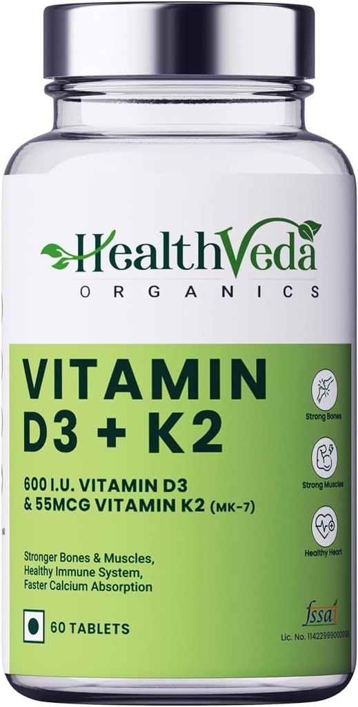 Organski vitamin D3 (600 i.e.) + vitamin K2 kot dodatek MK7 (55mcg) 